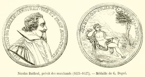 Nicolas Bailleul, Prévôt des Marchands, 1621-1627, Medaille von G. Dupre